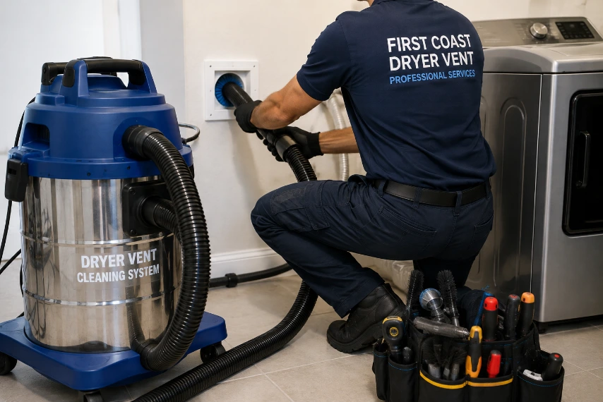 Technician operating a heavy-duty commercial vacuum extraction unit