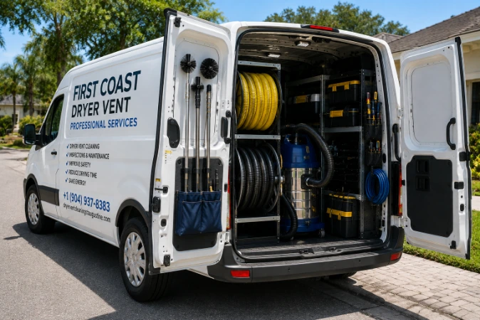 First Coast Dryer Vent van interior equipment